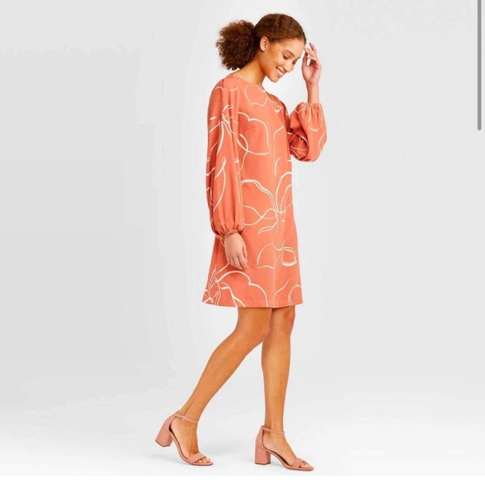 A New Day Women's Long Sleeve Keyhole Neck Shift Dress Size XXL NWT
